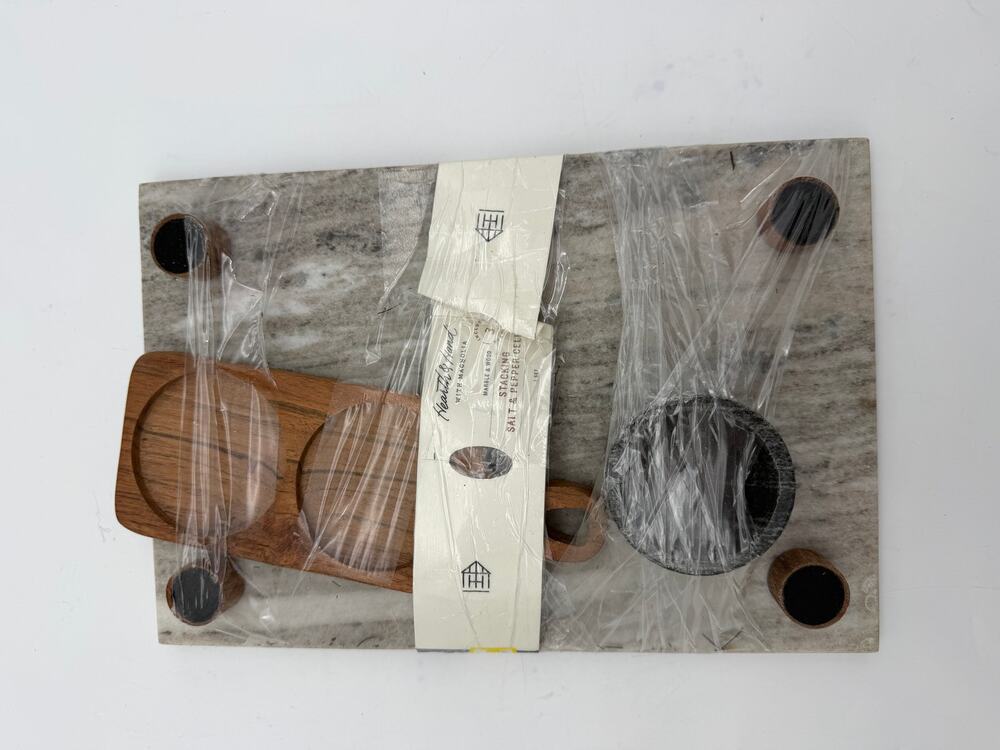 Hearth and Hand Marble and Wood Salt & PepperSet NWT
